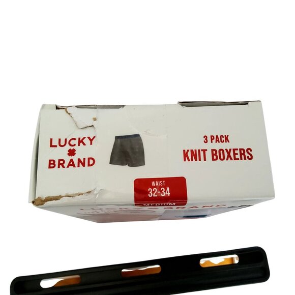 Lucky Brand Elastic Logo Waistband For Comfort 3 Pack Knit Boxers Medium Size - Picture 3 of 4